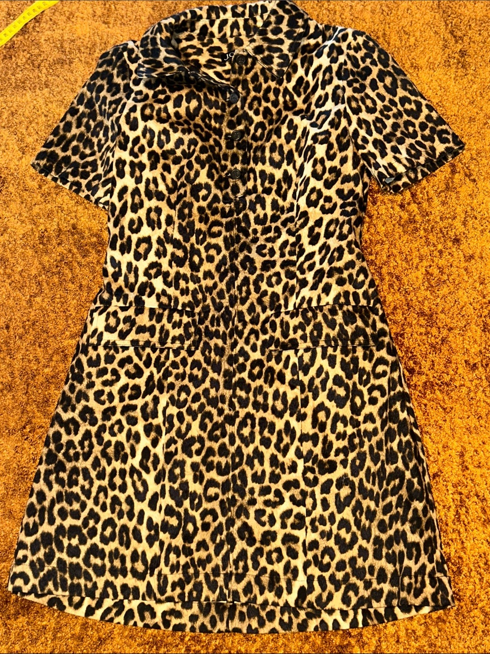 J. Crew Leopard-Print Short Sleeve A-Line Dress in Yellow and Black